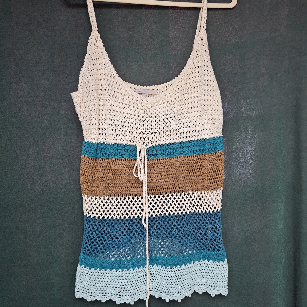 Old Navy Crochet Camisole in Cream, Brown, and Blue